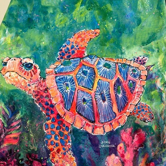 Colorful Turtle Print Midi Dress - Picture 2 of 6